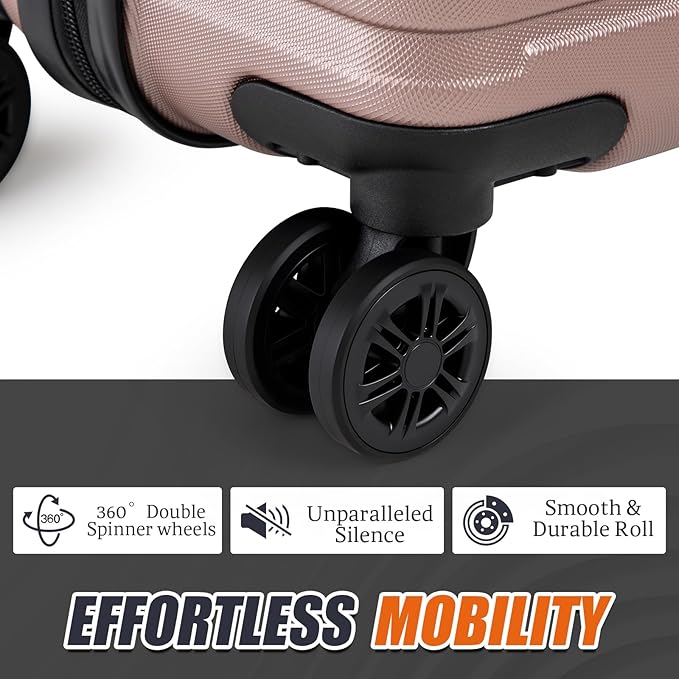 Cosbarn Luggage Sets 5 Piece Suitcases with Wheels, Suitcase Set ABS Hard Case Luggage with Spinner Wheels Durable Travel Luggage