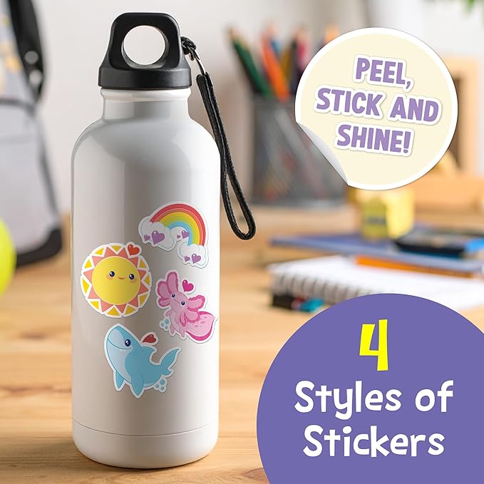 Peaceable Kingdom Valentine's Day Gift for Kids, Fun Party Favors for Classroom, Goodie Bag Stuffers - 28 Water Bottle Sticker Valentines