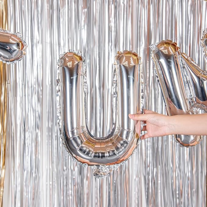 Restaurantware-Balloonify 16 Inch Letter Balloon, 1 Alphabet Party Balloon - Letter U, Self-Sealing, Silver Foil Mylar Finish, Hanging Loop, Decoration For Birthday, Wedding, Or Graduation