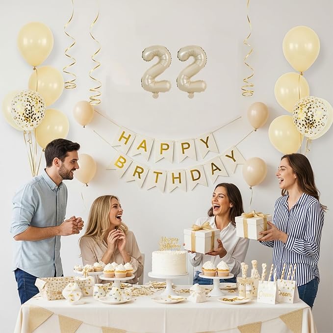 TONIFUL Number Balloons 16 Inch Caramel 2 Set 0-9 Number Mylar Foil Balloons 20 Pcs Custom digitalal for 2026 New Year Eve Birthday Party Engagement Graduations Anniversary Baby Shower Decor