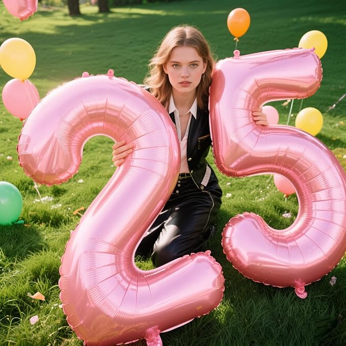 40 Inch Pearlescent Pink Balloon Number 5 Balloon Jumbo Mylar Foil Helium Balloon for 15 25 35 50 Big Giant Jumbo Huge Foil Mylar Balloons 55th 65th Birthday Balloons Men Women Party Decorations