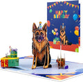 German Shepherd Dog Pop Up Happy Birthday Greeting Card, ideal love Gift for Adult and Kid with Blank Note & Envelope, Foldable Celebration for Daughter, Son, Mom, Dad, Friend, Children