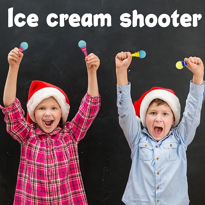 Juuxncgv 30PCS Ice Cream Shooters Toy,4 Inch Ice Cream Foam Ball Launcher,Mini Ice Cream Launcher Cone Sponge Balls for Kids,Children,Carnival Prize,Party Favors,Goody Bag Filler