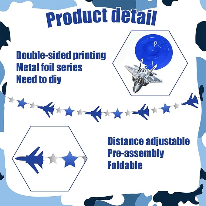 26 Pcs Airplane Party Supplies Air Force Banner Garland Hanging Swirls Fighter Jet Party Decoration for Birthday Retirement Airplane Whirls Ceiling Swirls Streamers Aviation Decoration