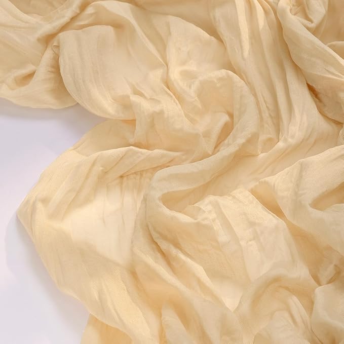 Socomi 6pcs Gold Champagne Cheesecloth Table Runner Easter Spring Boho Rustic Gauze 120 inch 10FT Cheese Cloth Runner for Wedding Party Baby Shower Birthday Home Decor Holiday Decorations