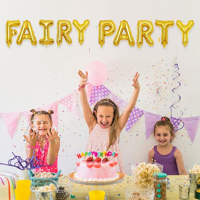 2 Set 20Pcs Gold Fairy Party Letter Balloons 16in Balloon Foil Decorations Gold Letter Balloons Fairy Party Supplies