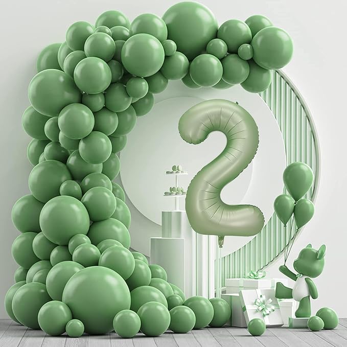 Number 2 Balloon, Large number balloons 40 inch, 2nd Birthday Party Decorations Two Birthday Sign Decor, Sage Green