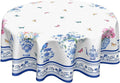 Spring Summer Round Tablecloth Blue Vase Floral Circle Table Cloth 70 Inch Chinoiserie Farmhouse Table Cover Washable Polyester Indoor Decorations for Home Kitchen Dinning Party