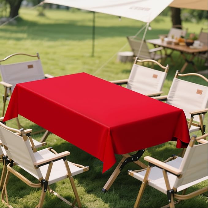12 Pack Premium Red Plastic Table Cloth -70 X120 Inch Rectangle Tablecloth, Disposable Tablecloth Plastic Table Cover for Parties (12, Red, 70" X 120" Rectangle)