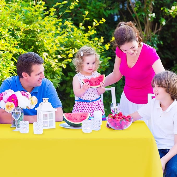 Kopokita 2PCS Yellow Plastic Tablecloths 54 x 108 Inch, Disposable Table Cloths Rectangle Party Table Covers