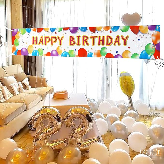 Birthday Banner Happy Birthday Sign Huge Balloon Banner Decorations Supplies Colorful Fence Outdoor Giant Sign Photo Prop Backdrop Outside Decoration 6 Feet