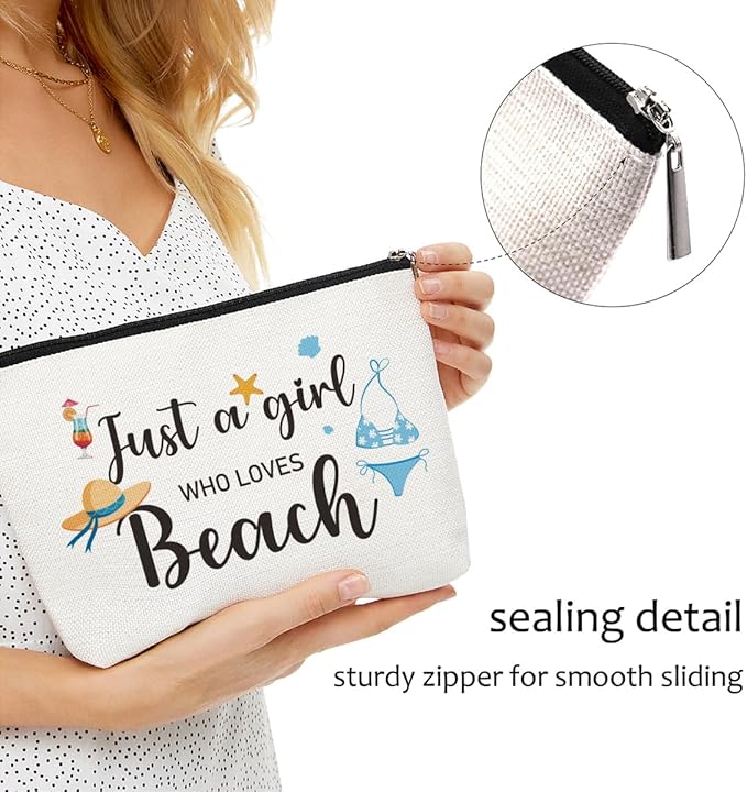 4PCs Beach Gifts for Women Makeup Bag, Beach Stuff Cosmetic Bag, Beachs Bags for Women, Beachs Vacation Survival Kit Essentials Sunscreen Bag, Gifts for Lovers Girls Friends Sister Bestie