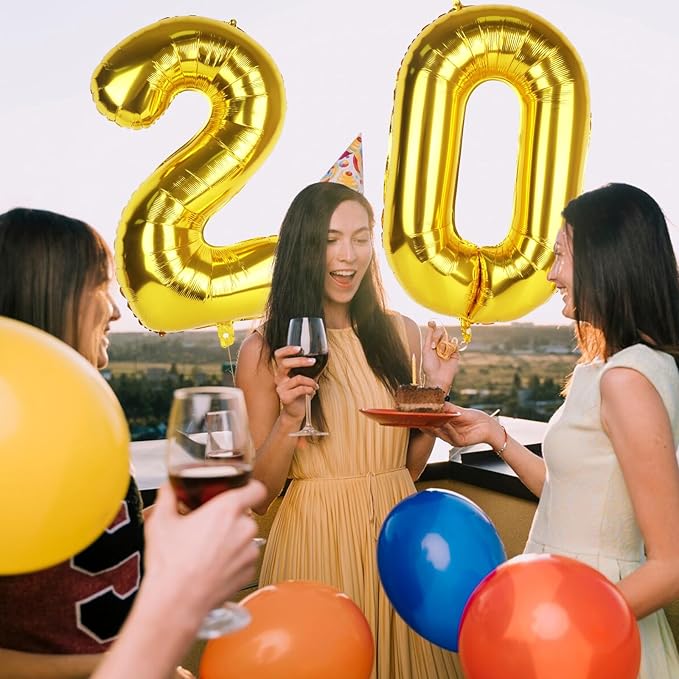 Number 2 Balloons 40 Inch Large Helium Foil Mylar Balloons For Birthdays Party Decorations/Wedding/Anniversary/Graduations/Baby Shower (Gold)