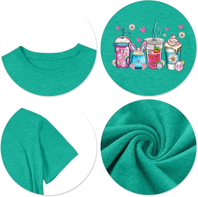 LAZYCHILD Women Easter Teacher Shirts: Funny Treat All with Kindness T-Shirt Bunny Rabbit Tee Tops