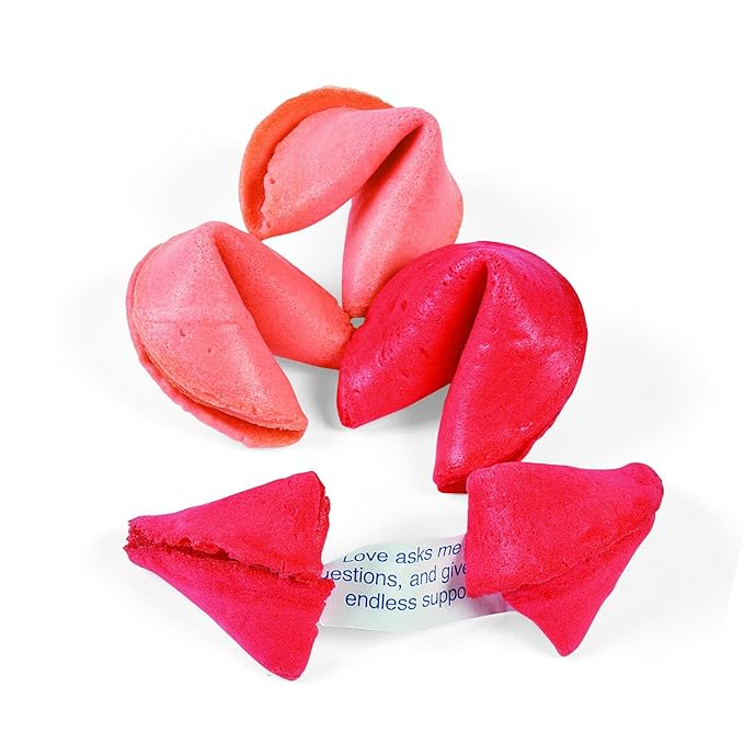 Fun Express Valentine's Day Fortune Cookies Bulk 50 Pack - Red & Pink Individually Wrapped Treats for Kids Classroom Party Favors | Holiday Snacks for Adults & Children | Made in USA Premium Quality
