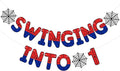TaoBary Spider Theme 1st Birthday Banner, Pre-strung Swinging into 1 Banner, Spider 1st Birthday Decorations Party Supplies for Kids, First Decor for 1 Year Old Boys Girls(Red and Blue)