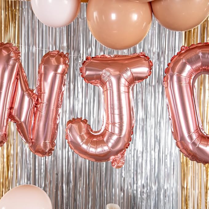 Restaurantware-Balloonify 16 Inch Letter Balloon, 1 Alphabet Party Balloon - Letter J, Self-Sealing, Rose Gold Foil Mylar Finish, Hanging Loop, Decoration For Birthday, Wedding, Or Graduation