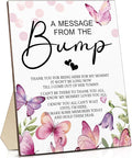 Roowest Cool Baby Shower Tabletop Decoration a Message from the Bump Wooden Baby Shower Games Sign Greenery Cute Gender Reveal Party Thank You Sign, 11.2 x 8.66 Inches(Butterfly)
