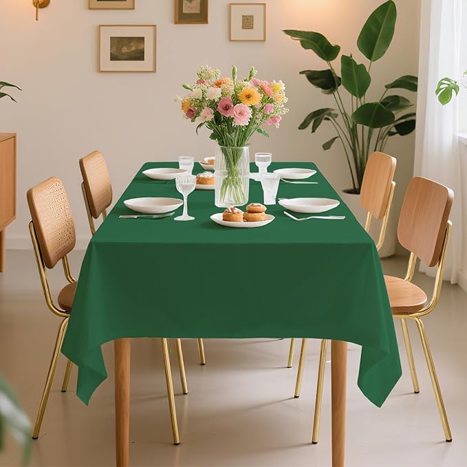 6 Pack Premium Disposable Plastic Tablecloth 54" x 108" Party Table Cloths Disposable for 6 to 8 Foot Tables Indoor or Outdoor Birthdays Weddings Christmas Buffet Table (Dark Green)