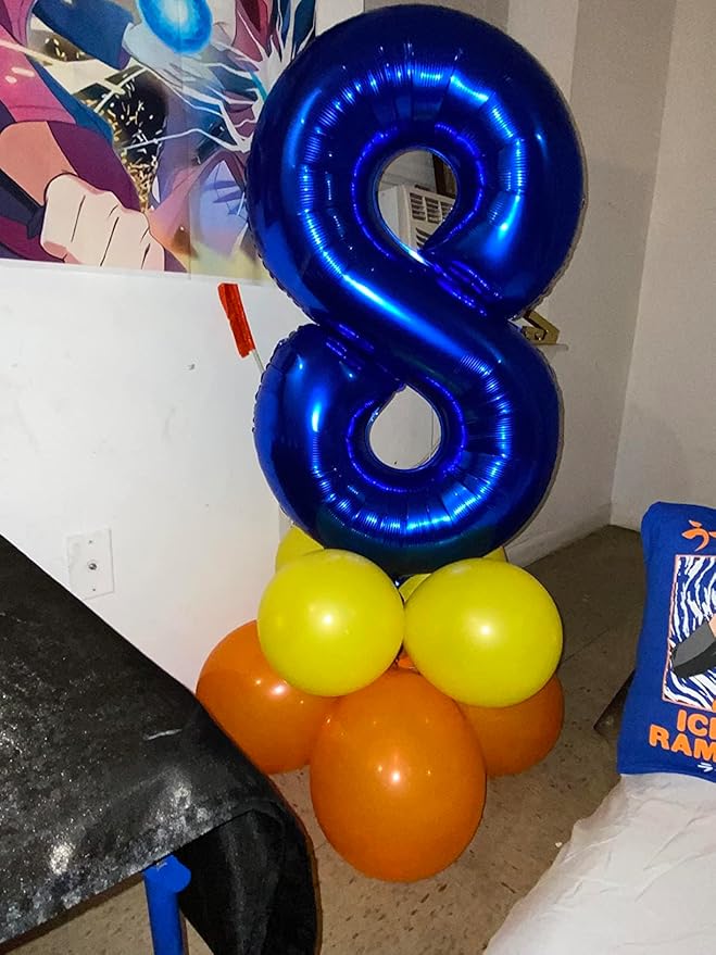 40 Inch Number 8 Balloon, Navy Blue 8 18 28 80 Birthday Balloons for Men Boys, 8th Birthday Decorations Party Supplies, Wedding, Graduations