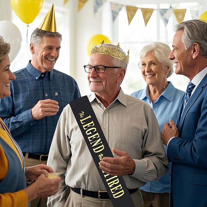 Retirement Party Decorations for Men Retired Sash and Crown Kit Happy Retirement Gifts for Men