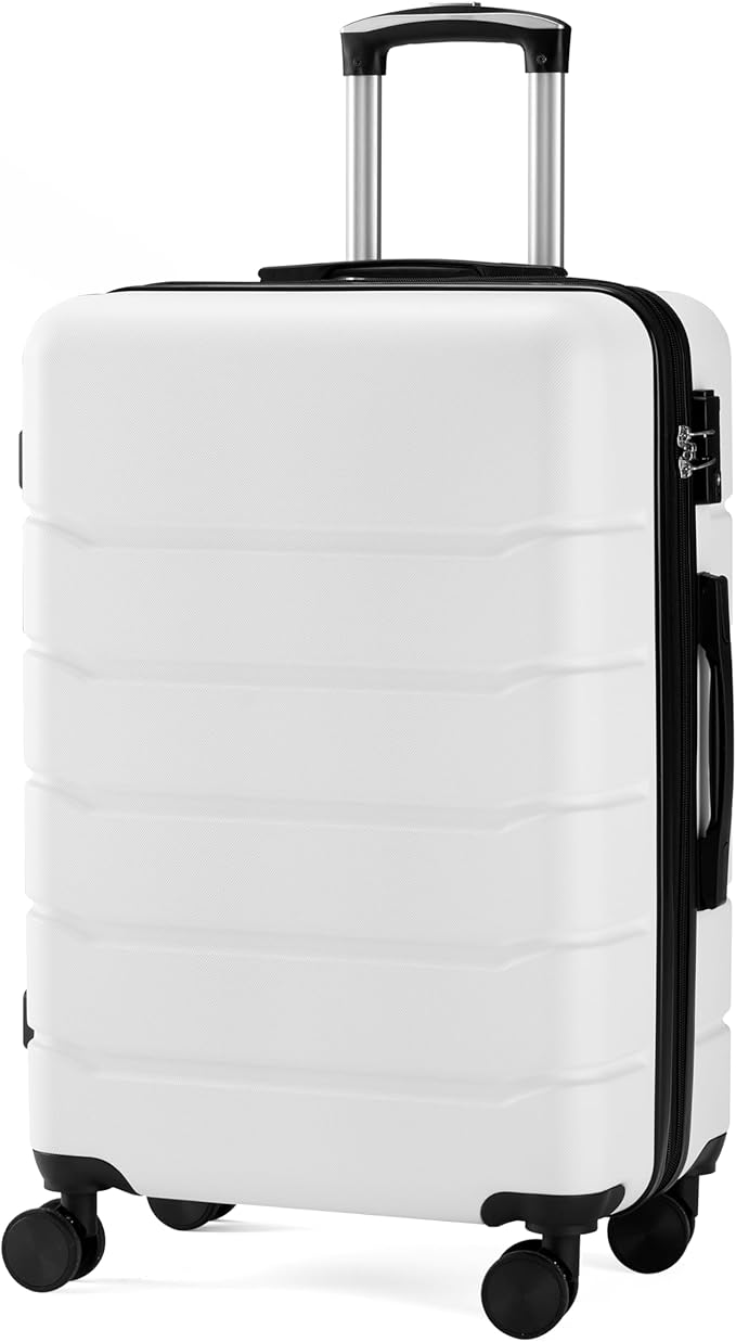 Simple Deluxe 24 Inch Expandable Hardside Carry On with Spinner Wheels & TSA Lock, ABS Hard Shell Lightweight Rolling Luggage Suitcase, White