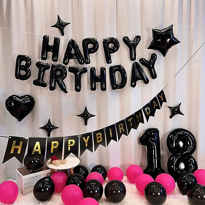 Black Alphabet A-Z Balloons 2 Set 52Pcs 16in Foil Letter Party Decor - Black Balloon Alphabet A-Z Party Supplies Decorations