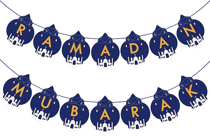 OHOME Ramadan Banner and Decorations for Home 2024 - Mubarak Banner and Decor - Dareem Backdrop for Outdoor Indoor Wall