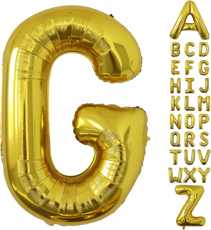 Letter Balloons Gold Party Balloon - 40 Inch Large Gold Letter G Balloon, Letter Balloon Birthday Decorations, Balloon for Women Men Anniversary Party Decorations Supplies