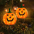 Solar Halloween Pumpkin LED Lights, Set of 2 Big Pumpkin Stake Lights 2 Modes for Outdoor Halloween Pathway Yard Garden Decoration (Warm White-Pumpkin, 2 Pack)