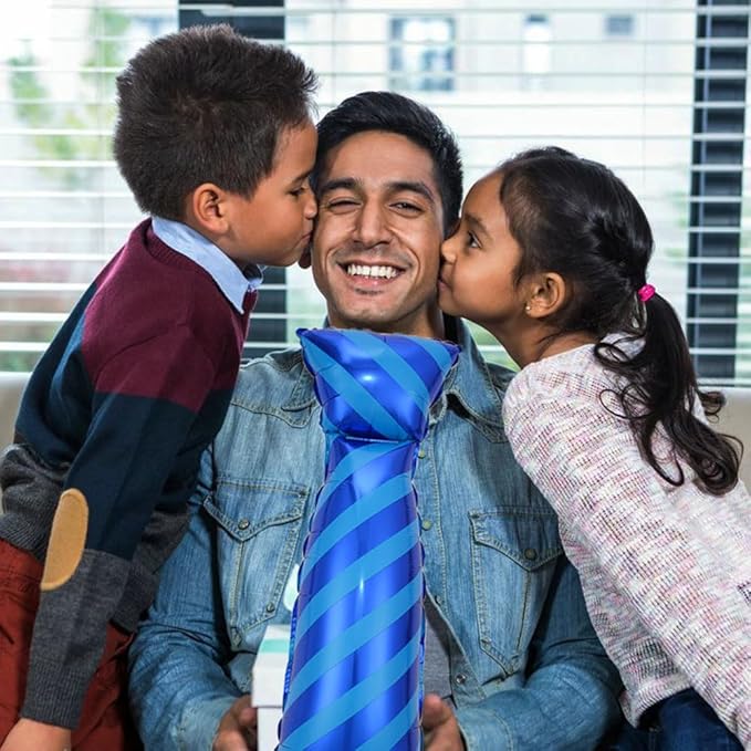 Blue Necktie Balloons Father's Day Balloons Big Necktie Balloon for Father's Day Party Decorations Fathers Day Decor Supplies Ballons Arch Kits Party Balloon Sets 3pcs