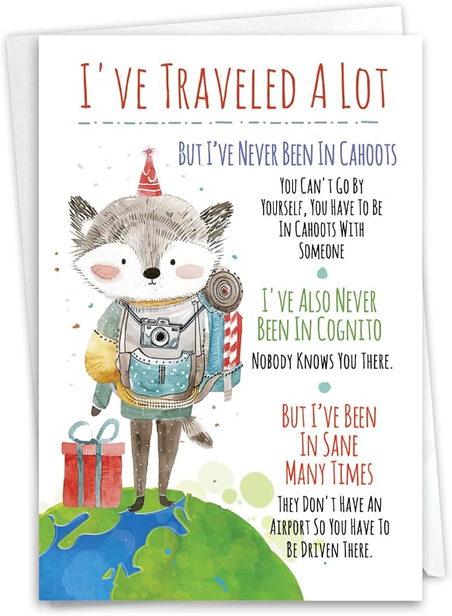 NobleWorks - 1 Funny Birthday Greeting Card w/ 5 x 7 Envelope For Men, Women - Bday Traveled A Lot C8643BDG