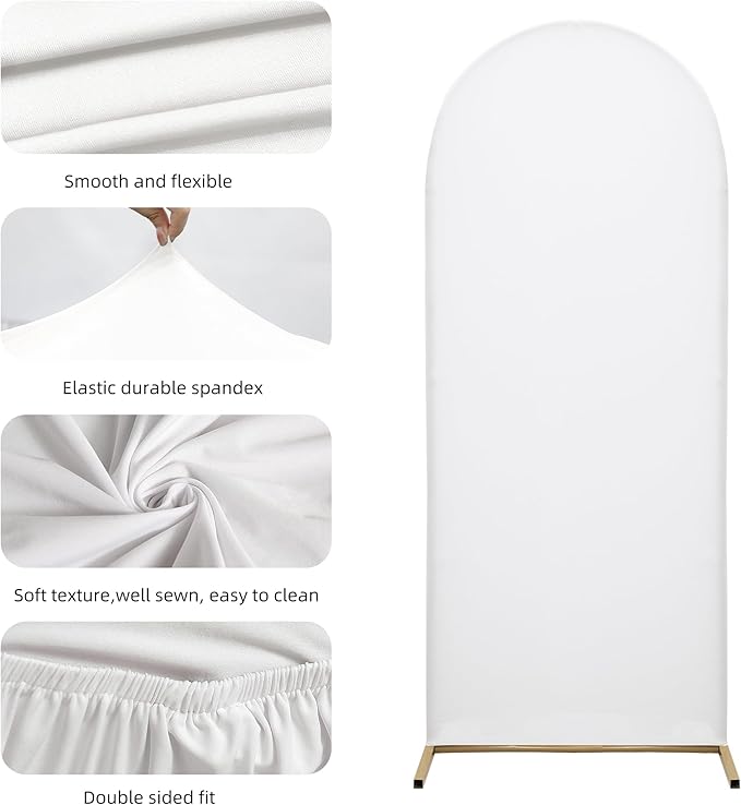 7.2FT Arch Covers,Arch Backdrop Stand Fitted Cover for Wedding Birthday Party Ceremony Banquet Decoration,(White,Cover Only)