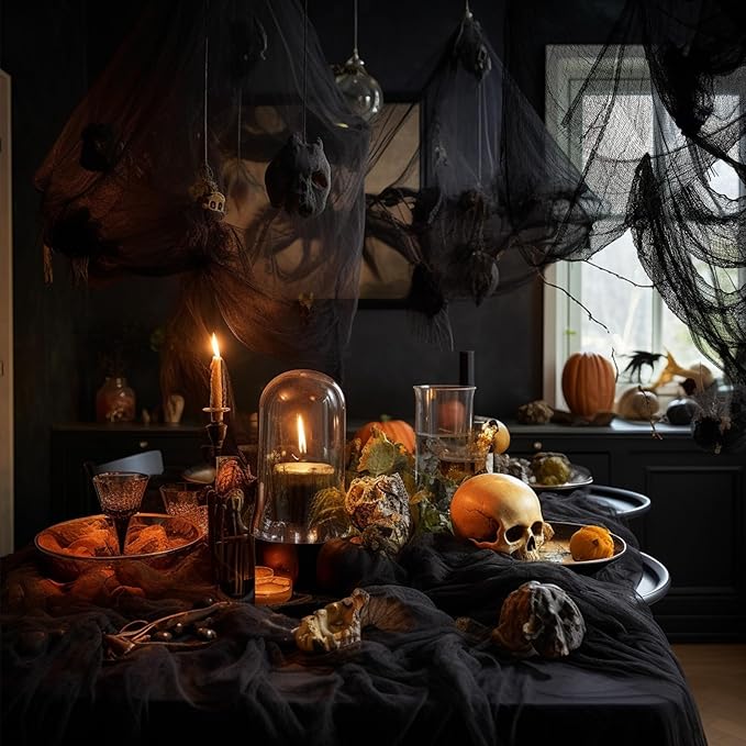 AURUZA Creepy and Spooky Halloween Decorations for Outdoor Party (6pcs Black, 30 x 72 inch)