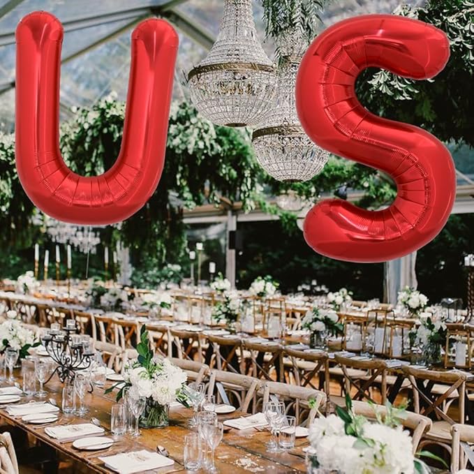 TONIFUL 40 Inch Large Bright Red Letter Balloons A-Z, Giant Jumbo Helium Foil Mylar Big Letter S Balloons for Birthday Party Anniversary Wedding Decorations