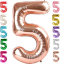 Balloon Numbers 40 Inch 5 Ballon for 5th Birthday Decorations, 15 25 35 50 Big Rose Gold Number Balloons for Wedding Photo Shoot Party Decor