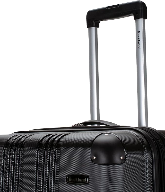 Rockland London Hardside Expandable Spinner Wheel Luggage, Checked Large 28", Black