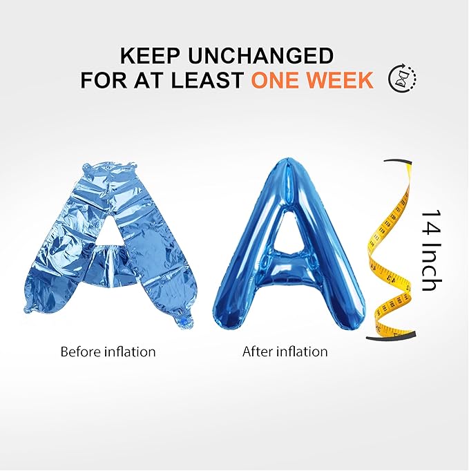 52 pcs Blue Foil Letter Balloons with Air Pump, 16 Inch 2 A-Z Sets - Mylar Alphabet Balloon Kit for Birthday Banner & Party Decorations