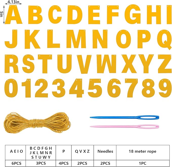 DIY Banner Kit with Letters Bright Gold Customizable Birthday Banners Graduation Banner Custom Party Hanging Banners for Graduation Wedding Party Baby Shower Decoration (Bright Gold)