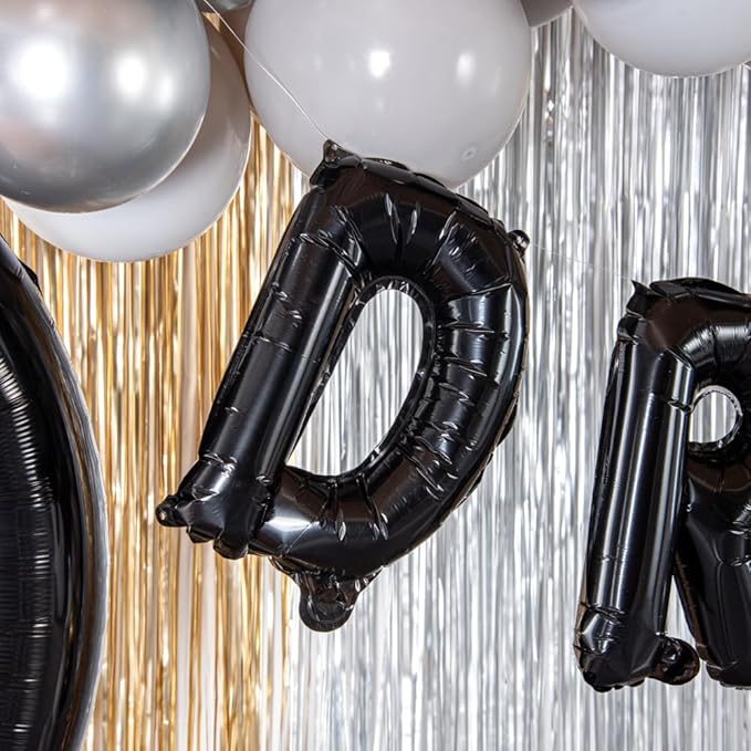 Restaurantware-Balloonify 16 Inch Letter Balloon, 1 Alphabet Party Balloon - Letter D, Self-Sealing, Black Foil Mylar Finish, Hanging Loop, Decoration For Birthday, Wedding, Or Graduation