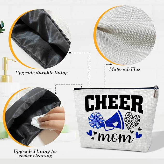 Cheer Mom Gifts Makeup Bag, Cheerleading Coach Appreciation, Thank You, Mother's Day, Birthday Gifts For Coach, Sister, Friends, Cosmetic Bag Pouch
