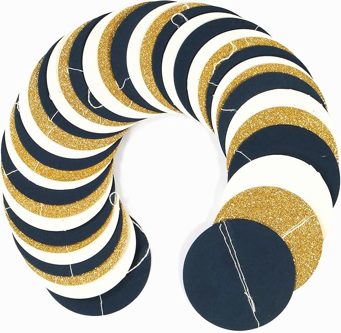 Navy-Blue Ivory-White Gold Party-Decorations Garland - 52Ft Graduation 2025 Hanging Paper Banner Streamers,Farewell Wedding Bachelorette Engagement Men Nautical Birthday Decor Panduola