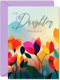 Daughter Birthday Card - Vibrant Summer Flowers - Vivid Happy Birthday Card for Daughter from Mum Dad, A5 Female Floral Bday Golden Greeting Cards
