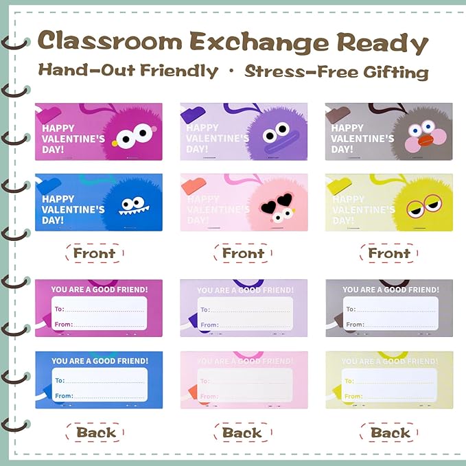Valentines Day Gifts for Kids - 24 Pack Pre-filled Plush Toys Keychains with Valentine's Gift Cards for School classroom Class - Valentine Party Favors for Kids Boy Girls Toddlers