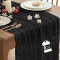 IVAPUPU 6 Pcs Cheesecloth Table Runner - 10ft Black Easter Spring Boho Gauze Black Cheese Cloth Table Runners for Indoor Baby Shower Decoration Wedding Party Garden Decor