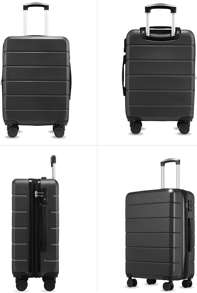 YOETEY Carry On Luggage 22x14x9 Airline Approved, Expandable ABS Hardside Suitcase with Spinner Wheels & TSA Lock, Lightweight Travel Suitcase for Business (20 in, Black)