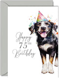 75th Birthday Cards for Women Men - Party Dog - Happy Birthday Card for 75 Year Old Woman Man Grandma Grandpa Mom Dad Auntie Uncle Cousin, A5 Bday Greeting Cards