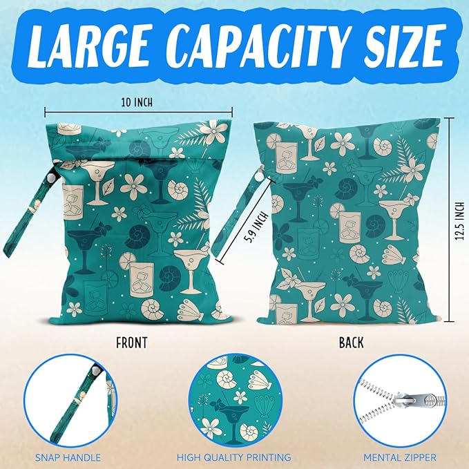 Beach Essentials, Wet Bag for Swimsuit Dirty Clothes Yoga Gym Diaper, Wet Dry Bag, Beach Vacation Essential for Travel Poor Bathing Summer Vibes