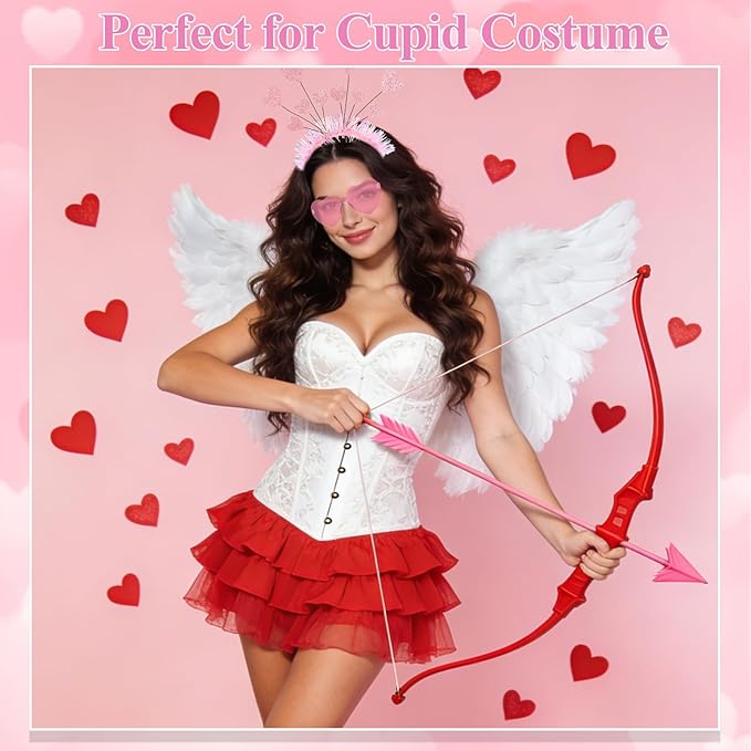 Semato Pink valentines Day Headband with Pink Heart Sunglasses for Valentines Day Accessories Galentines Party Favors Halloween Costume