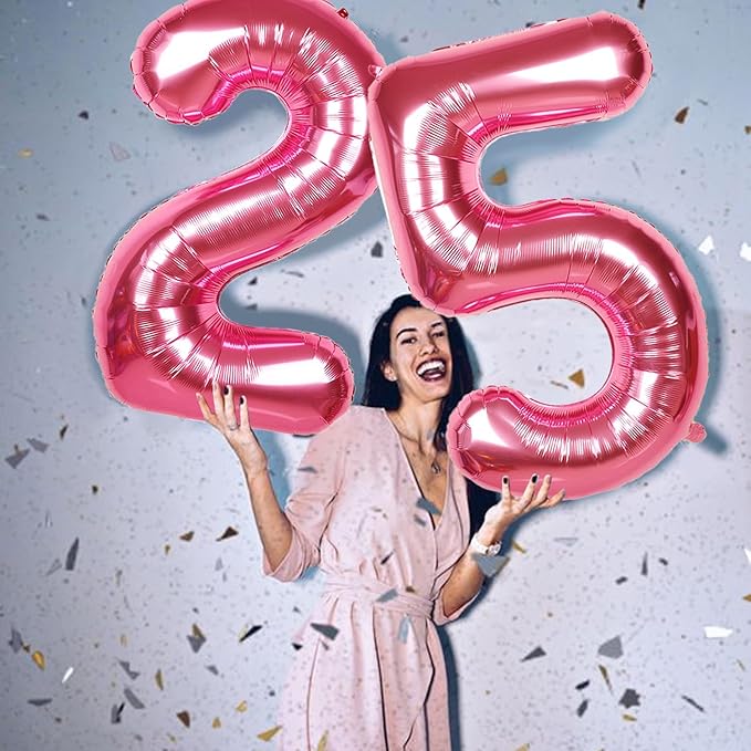 40 Inch Giant Hot Pink Number Balloon, Mylar Foil Helium Hot Pink Balloons for Birthday Party, Number 5 Balloon for Birthday Decorations, Hot Pink 5 Birthday Balloon